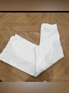 Spanx Wide Leg Pull on White Denim Jeans Size Large